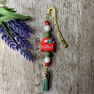 Bookmark Red Truck Handcrafted Artisan Beaded Metal Journal Gifts Read Book